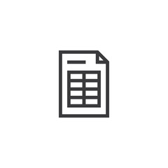 Poster - spreadsheet document paper outline icon. isolated note paper icon in thin line style for graphic and web design. Simple flat symbol Pixel Perfect vector Illustration.