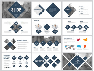 Poster - Design of white and black minimalistic slides for presentation with a diamond and a place for a photo.
