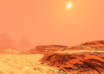 Wall Mural - 3d rendering planet mars lanscape