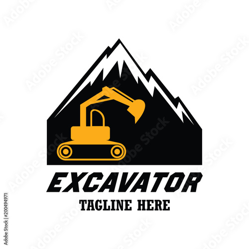 excavator / excavation logo, emblems and insignia with text space for