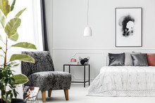 Grey Armchair In Bedroom