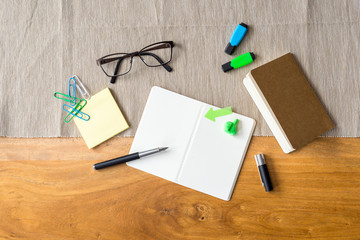 Wall Mural - Empty notebook with copy space as flat lay and template
