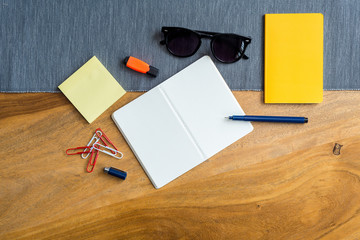 Wall Mural - Empty notebook with copy space as flat lay and template