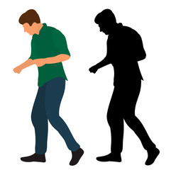 Sticker - silhouette in colored clothes guy dancing dance