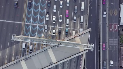 Wall Mural - Expressway top view, Top view over the highway, expressway and motorway, Aerial view interchange of a city, Shot from drone, Expressway is an important infrastructure in city.