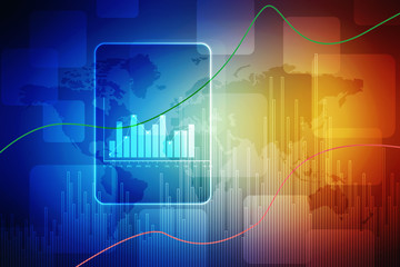 Poster - 2d rendering Stock market online business concept. business Graph
