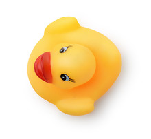 Top View Of Yellow Rubber Bath Duck