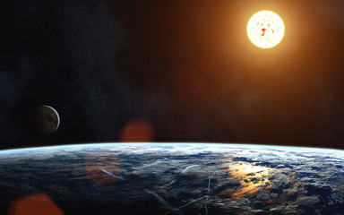 Wall Mural - earth's landscape. moon. solar system. image in 5k resolution for desktop wallpaper. elements of the