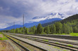 View of the empty Smithers railway station. British Columbia. Canada.