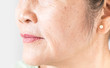 wrinkled of old asian woman skin