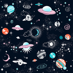 Wall Mural - Galaxy constilation seamless pattern print