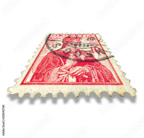 Fotografie, Obraz Swiss old postage stamp. Helvetia illustration