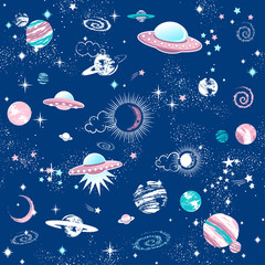 Wall Mural - Galaxy constilation seamless pattern print