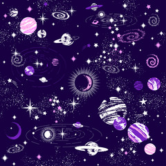 Wall Mural - Galaxy constilation seamless pattern print