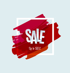 Poster - Sale artistic banner template design on red sketch background. Special offer, colourful letters for discount