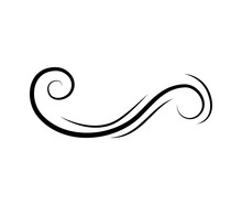 Hand Drawn Ink Swirly Line. Unique Divider For Your Design.  Illustration.