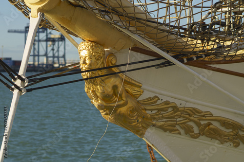 Fotografie, Obraz Tall Ship Denmark at Port of Cadiz Spain