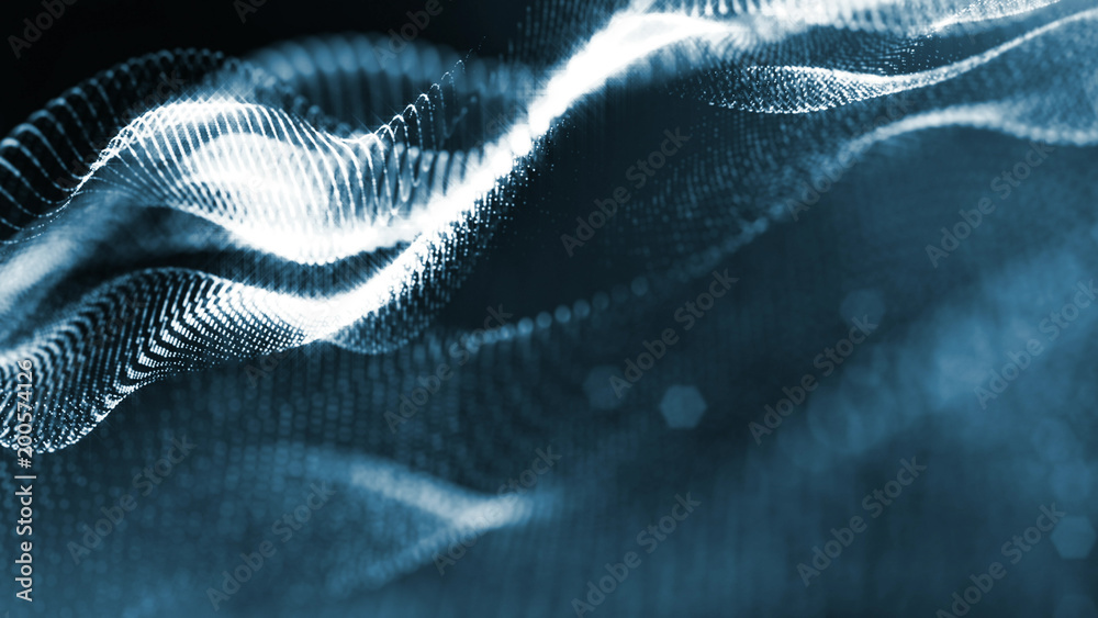 science fiction background of glowing particles with depth of field and ...