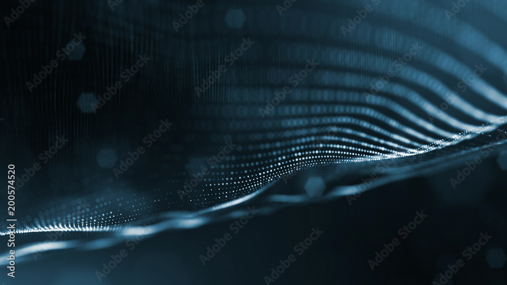 science fiction background of glowing particles with depth of field and ...
