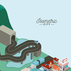 Wall Mural - isometric city scene icons