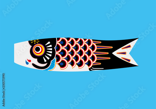 鯉のぼりのイラスト ブラック 端午の節句のイメージ ベクターデータ Illustration Of A Carp Streamer Stock Vector Adobe Stock