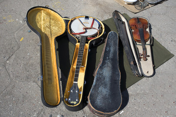 Wall Mural - Street flea market of old things and antiques in the old district