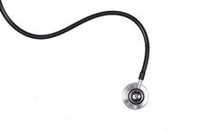 Close-up Of Medical Stethoscope On White Background