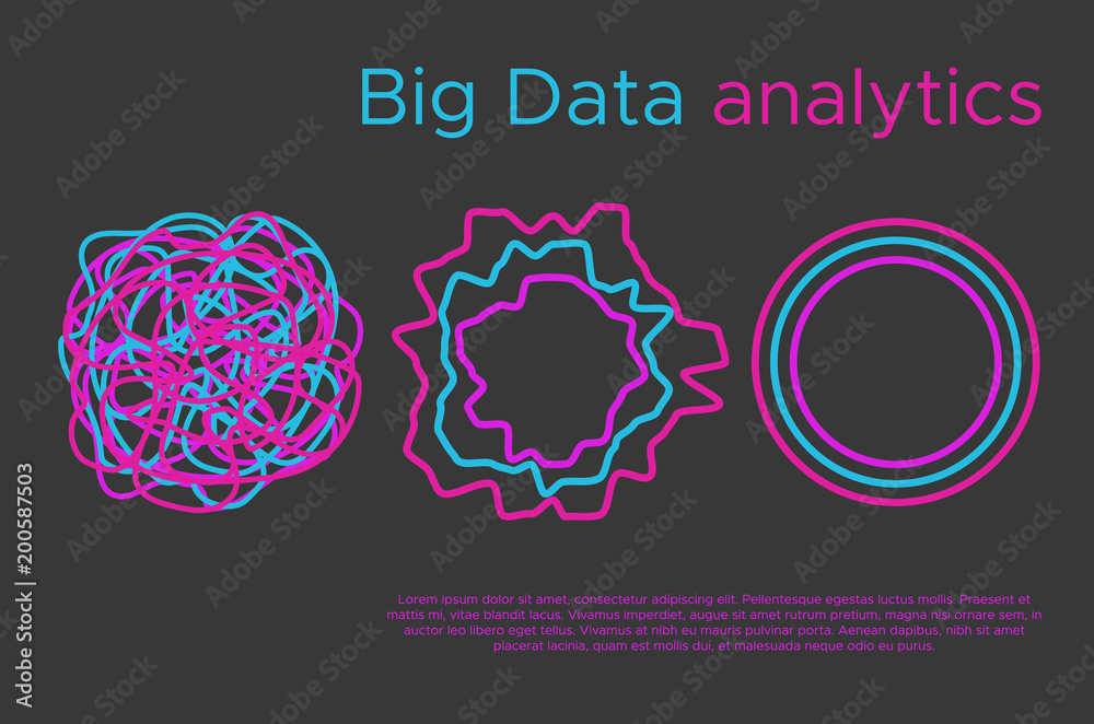 Vector de Stock Big data science vector illustration. Machine learning ...