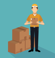 Canvas Print - Courier with box express delivery vector illustration graphic design