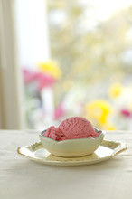 Pink Ice Cream In Sunny Kitchen