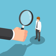Aufkleber - isometric businessman hand with magnifying glass hiring business people.