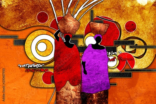 afrykanski-etniczne-retro-vintage-ilustracji