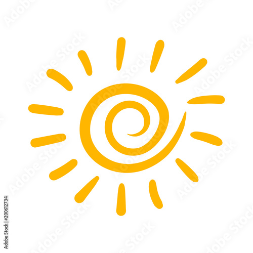 Hand drawn sun vector icon. Sun sketch doodle illustration. Handdrawn
