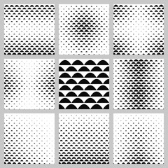 Poster - Black and white curved shape pattern design set
