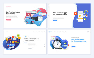 Set of creative website template designs. Vector illustration concepts for website and mobile website design and development. Easy to edit and customize.
