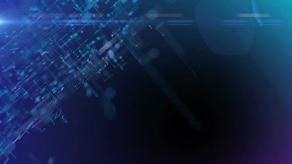 Poster - Growing strands of optical fibers. Dark blue background. Cinematic business background.