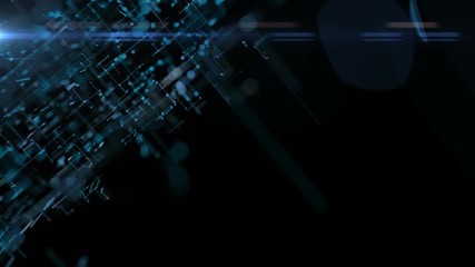 Poster - Growing threads of optical fibers. Black background. Cinematographic business background.
