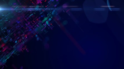 Poster - Growing strands of optical fibers. Dark blue background. Colored threads. Cinematographic business background.