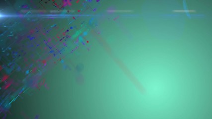 Poster - Growing strands of optical fibers. Green background. Colored threads. Cinematographic business background.
