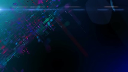 Poster - Growing strands of optical fibers. Multicolored background. Colored threads. Cinematographic business background.