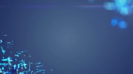 Poster - Blue connections. Growing strands of optical fibers. Blue background. Depth of field. Cinematographic business background.