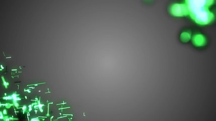 Poster - Green connections. Growing strands of optical fibers. Gray background. Depth of field. Cinematographic business background.