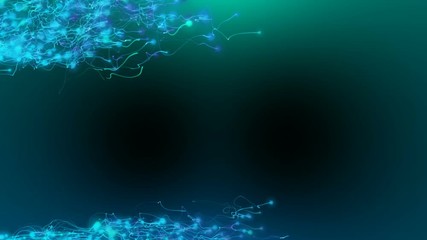 Poster - Flying left to right particle flows. Multicolored background 2. Cinematic business background.