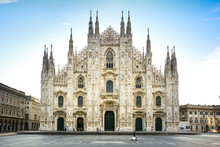 The Duomo (Milan Cathedral) Facade In The Early Morning, Milan, Italy