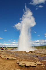 Travel around Iceland. Eruption of the Strokkur Geyser