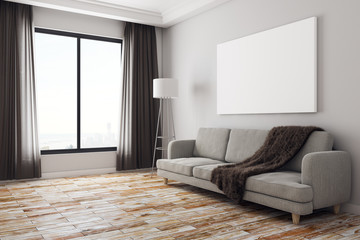 Poster - Modern living room with banner side