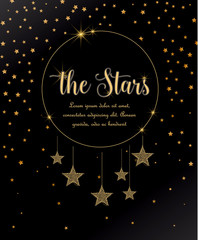 Vector illustration of stars on a dark background. Night sky. Cheerful party and celebration