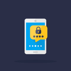 Canvas Print - Mobile security, password access, authentication vector icon