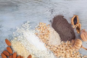 Wall Mural - Various types of healthy flours.