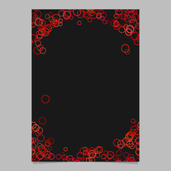 Poster - Dark abstract random circle pattern card template - vector blank brochure background graphic design from red rings